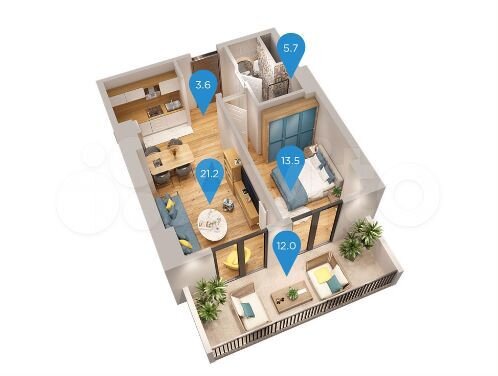 2-к. квартира, 56 м² (Грузия)