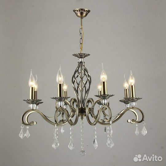 Люстра N1208/8 AB бронза/хрусталь 8х40Вт E14 66,5х