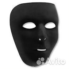 Маска Кабуки - Лицо Черное, пластик, без размера