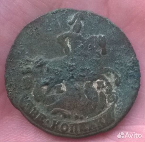 2 копейки 1778 перечекан с крест. пятака