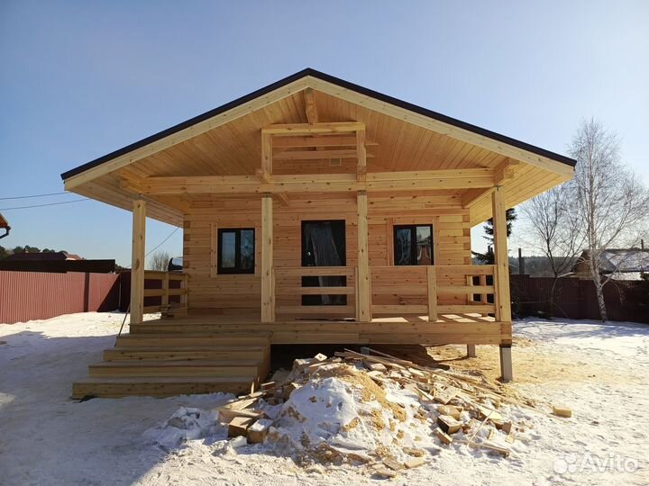 Гостевой дом-баня из бруса 42м2 и терраса