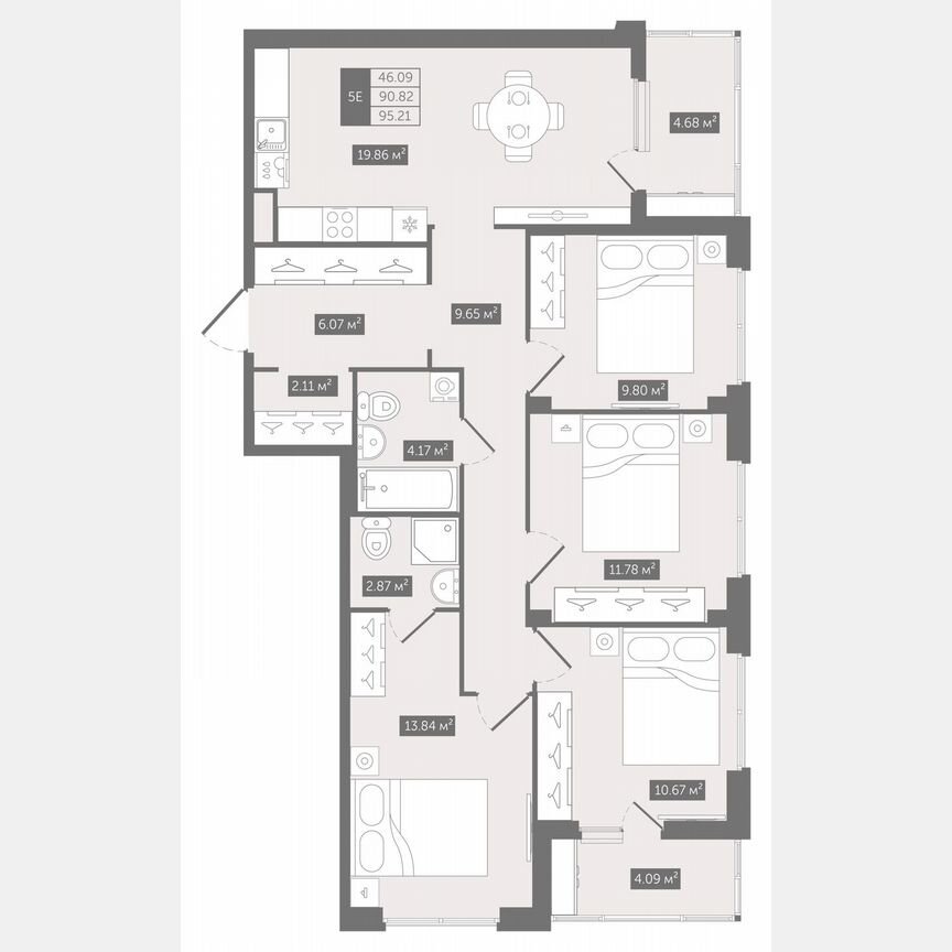 4-к. квартира, 95,2 м², 2/10 эт.