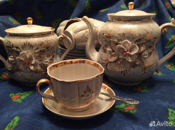 Сервиз кофейный с лепниной / фарфор