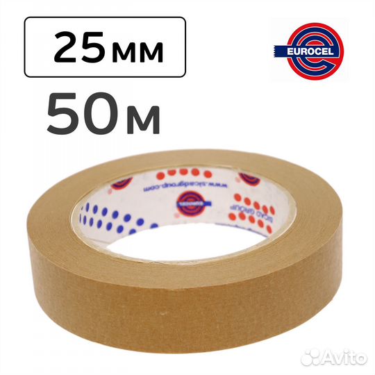 Скотч малярный eurocel 25мм х 50м коричневый термо