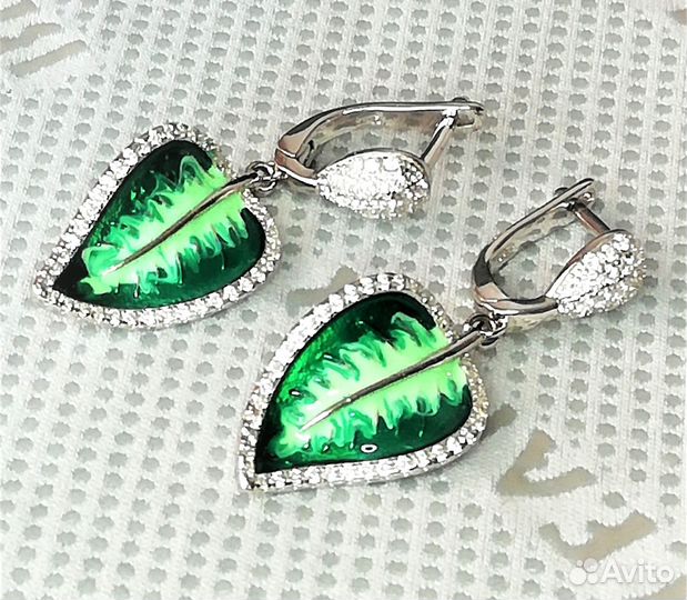 Серьги серебро эмаль С265