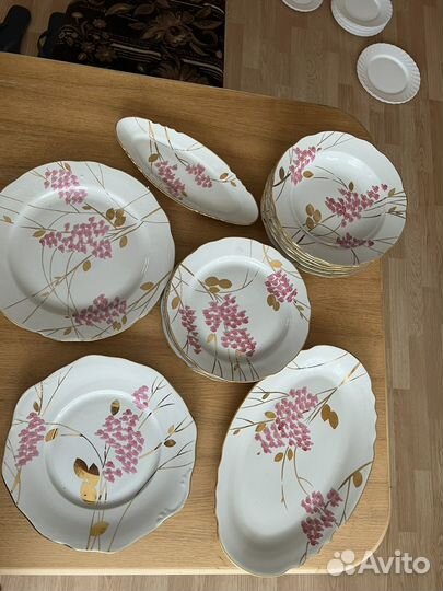 Набор столовой посуды Дулево розовая сирень