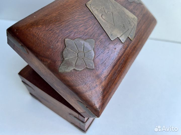 Антикварная деревянная шкатулка для карт 1960-е