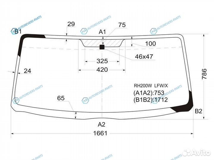 RH200W lfwx Стекло лобовое toyota hiace (широкая к
