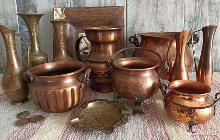 Вазы, кувшины, медь, латунь
