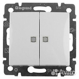 Выключатель двухклавишный Legrand Valena 2кл с/п