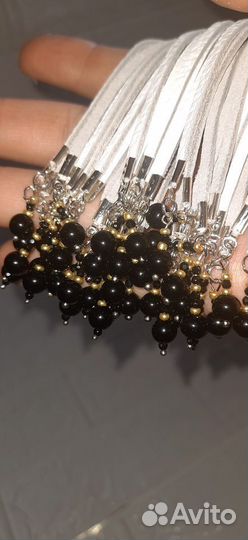 Кисть-обвес натуральная кожа, агат, шпинель