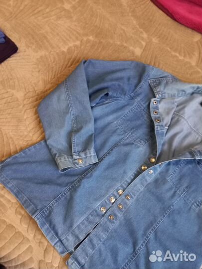 Джинсовая рубашка женская 52 54 бу