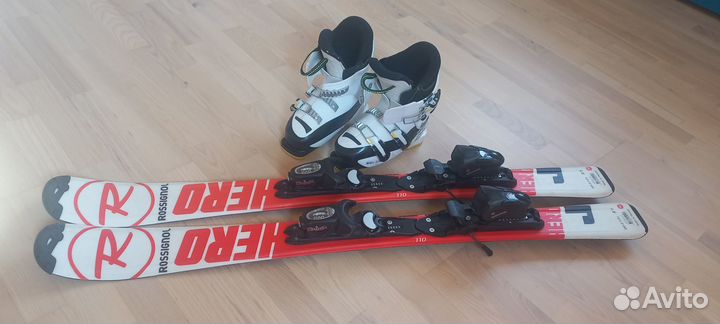 Детские горные лыжи Rossignol 110 и ботинки 20,5