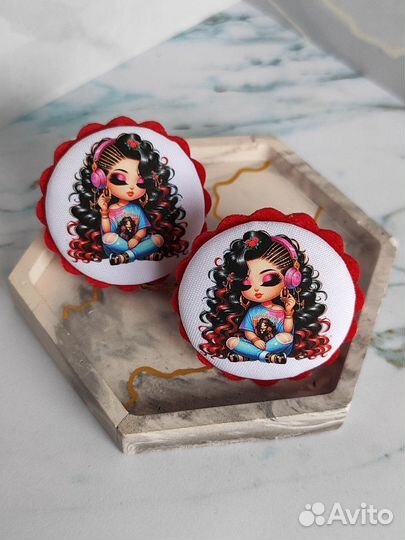 Резинки для волос пуговки ручная работа девочки