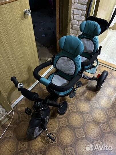 Трехколесный велосипед с ручкой для двойни