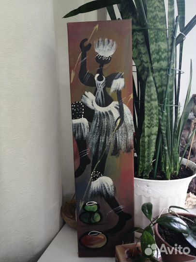 Картина из Африки. Воин. масло