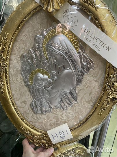 Мадонна с младенцем.Италия. Серебрение