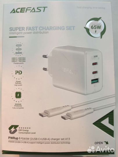 Acefast a13 pd 65w, зарядное устройство
