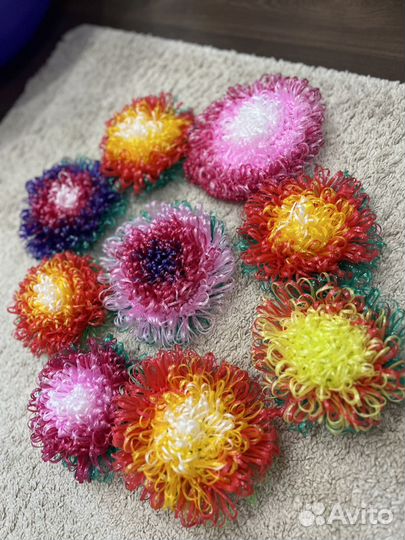 Мочалка ручной вязки круглая