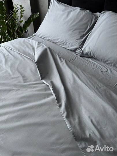Комплект постельного белья из перкали, серое
