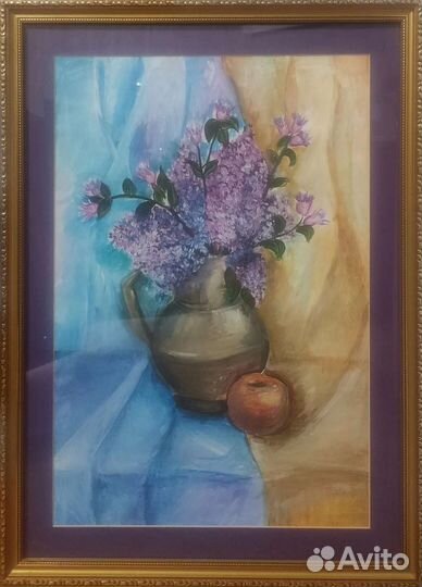 Картина в раме, акварель, натюрморт