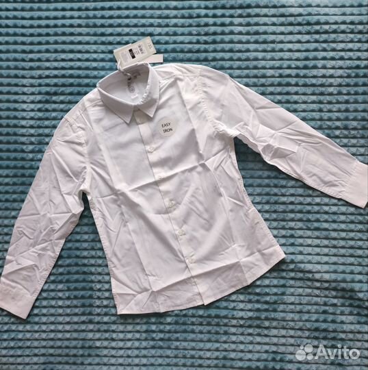 Рубашка белая, приталенная 134, 158