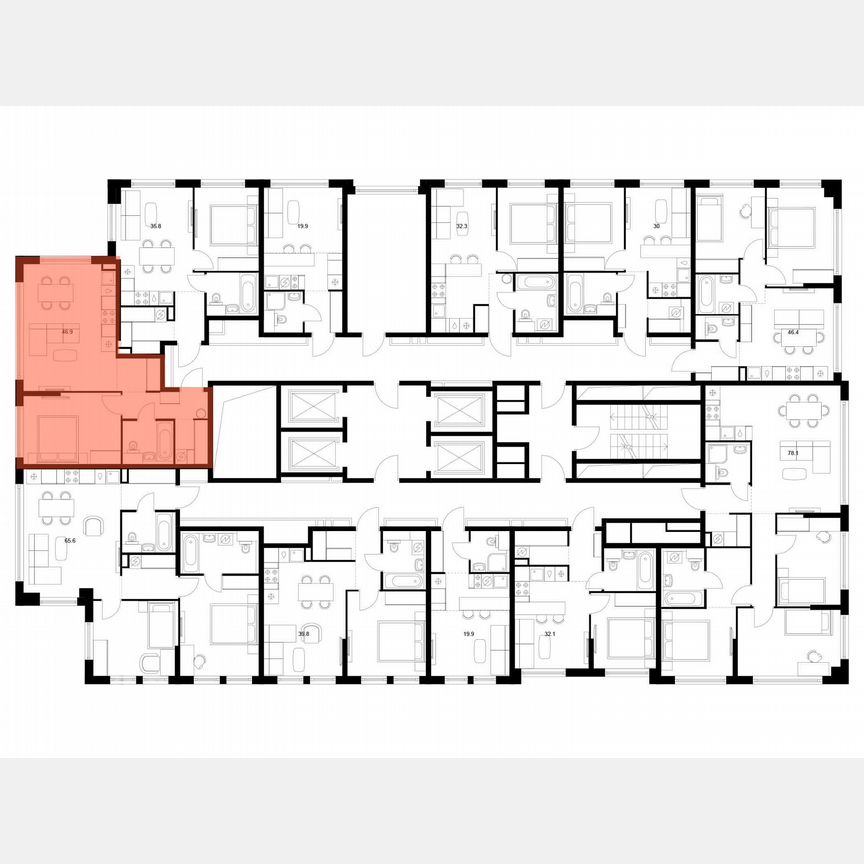 1-к. квартира, 46,9 м², 29/30 эт.