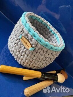 Корзинка из трикотажной пряжи