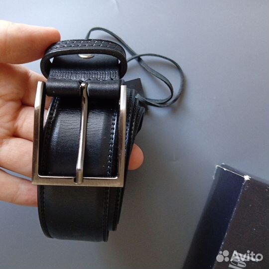 Новый Кожаный ремень мужской для джинс черный