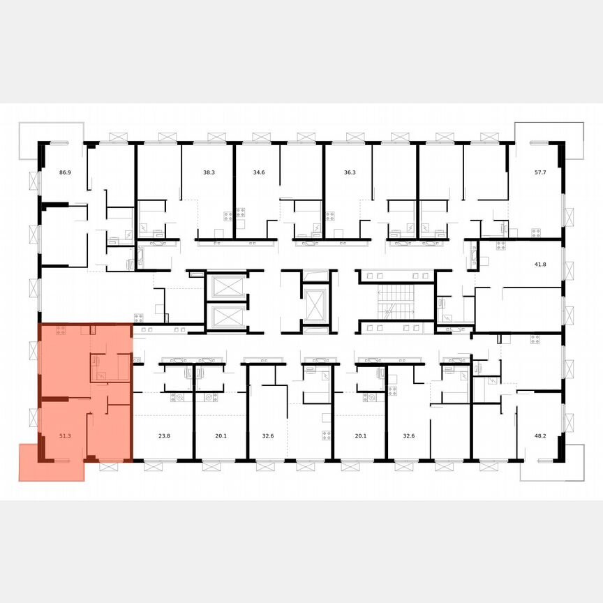 2-к. квартира, 51,3 м², 7/24 эт.