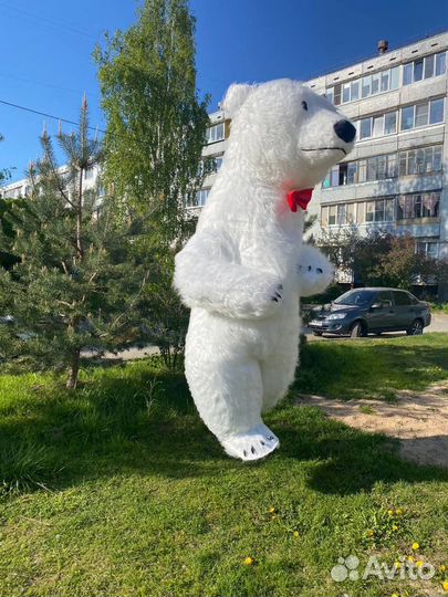 Костюм ростовой куклы Белый Мишка с улыбкой 2,6 m