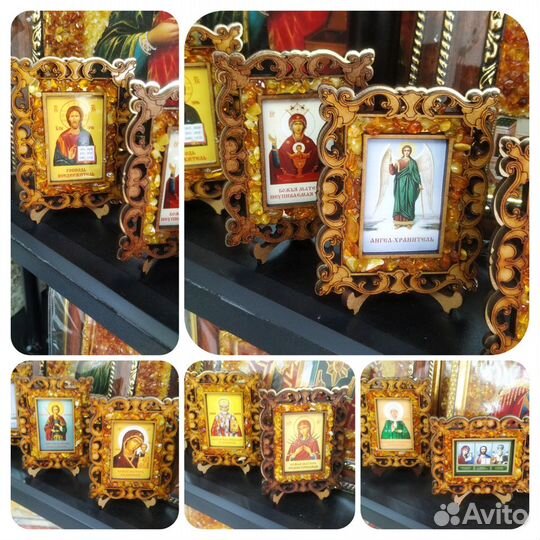 Икона из янтаря, икона матроны, икона святых