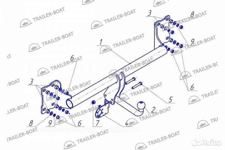 Фаркоп BMW X5 (F15) 2013-2018, рама и крюк шар 50 мм, 56735