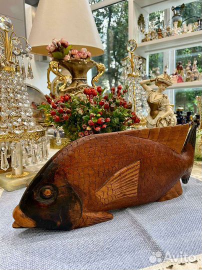 Винтаж декор Рыба из дерева