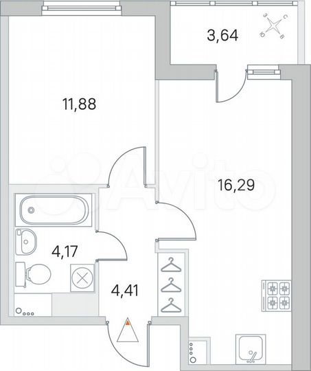1-к. квартира, 38,6 м², 3/8 эт.