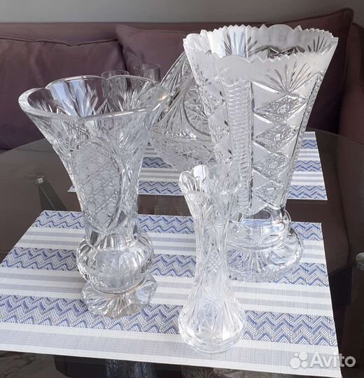 Хрустальные вазы, 6 штук