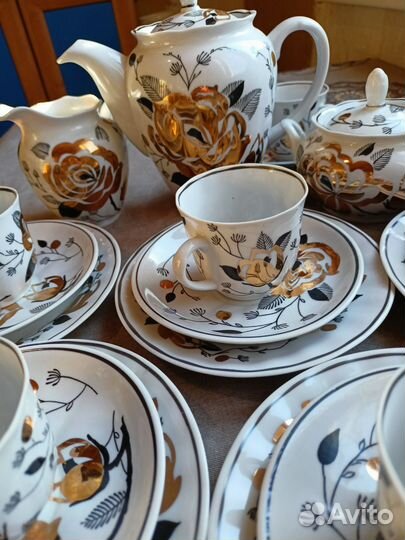 Кофейный сервиз золотая роза Вербилки