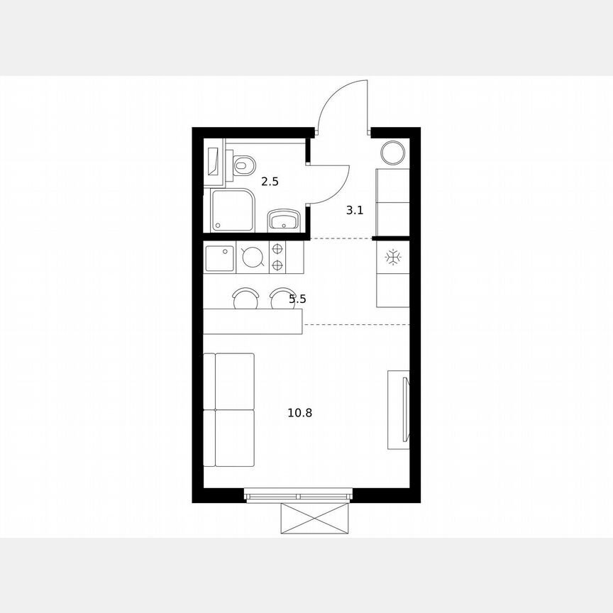 Квартира-студия, 21,9 м², 7/17 эт.