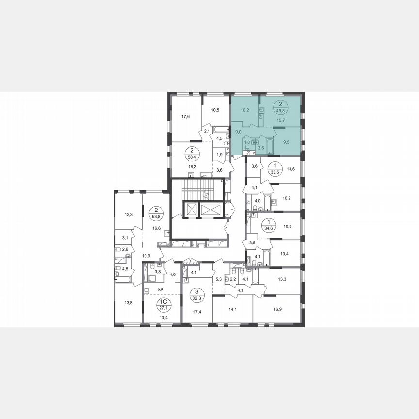 2-к. квартира, 49,8 м², 4/19 эт.