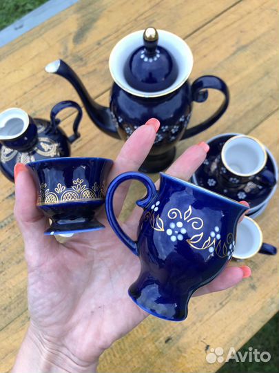 Сервиз чайный кофейный СССР синий кобальт
