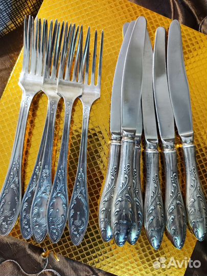 Набор столовые вилки и ножи мельхиор Олимпиада