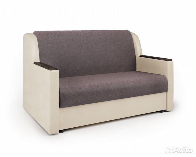 Диван-кровать Аккорд Д 100 рогожка латте и экокожа