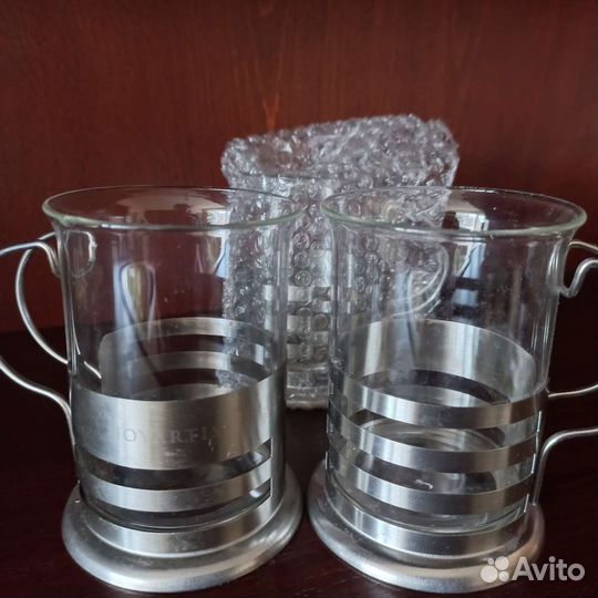 Чашки из жаропрочного стекла М подстаканникамииз