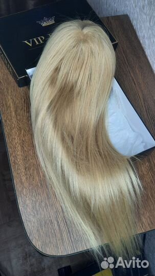 Парик из натуральных волос блонд 60 см