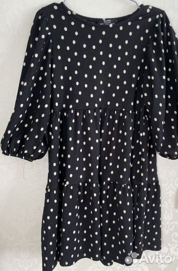 Платье женское 44-46 чёрное в горошек