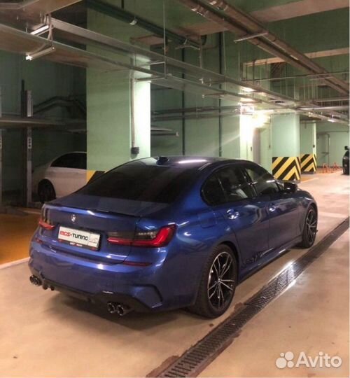 Диффузор BMW 3 G20 M340 черный + двойные насадки М