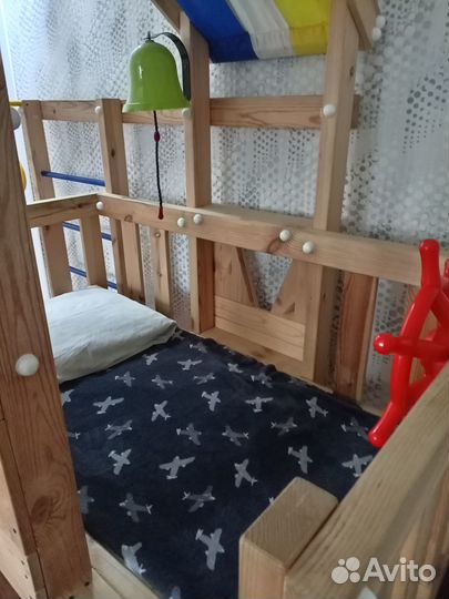 Детская кровать чердак с игровым комплексом