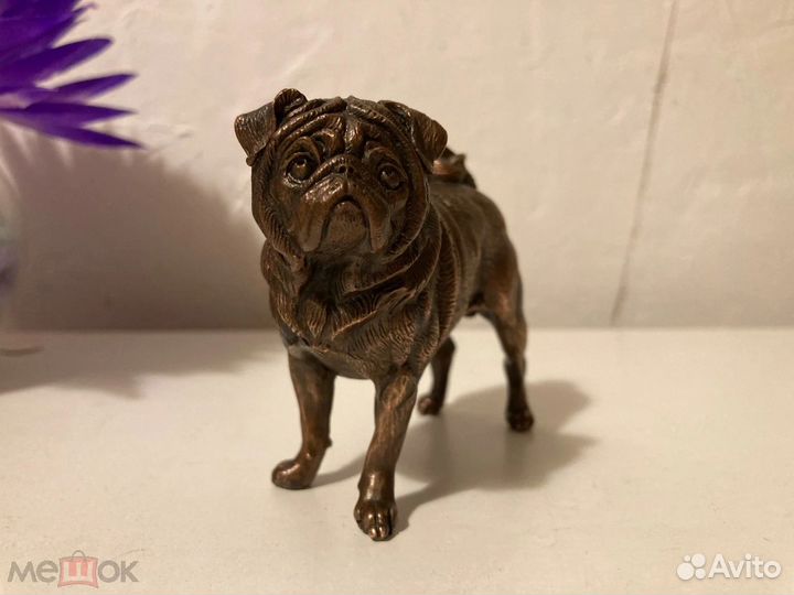 Статуэтка мопс, бронзовые мастерские Бушнева
