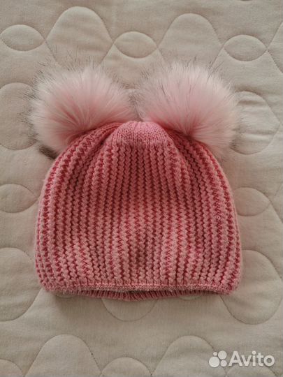 Шапка зимняя со снудом для девочки 5-10 лет