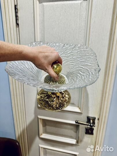 Ваза для фруктов на бронзовой ножке СССР